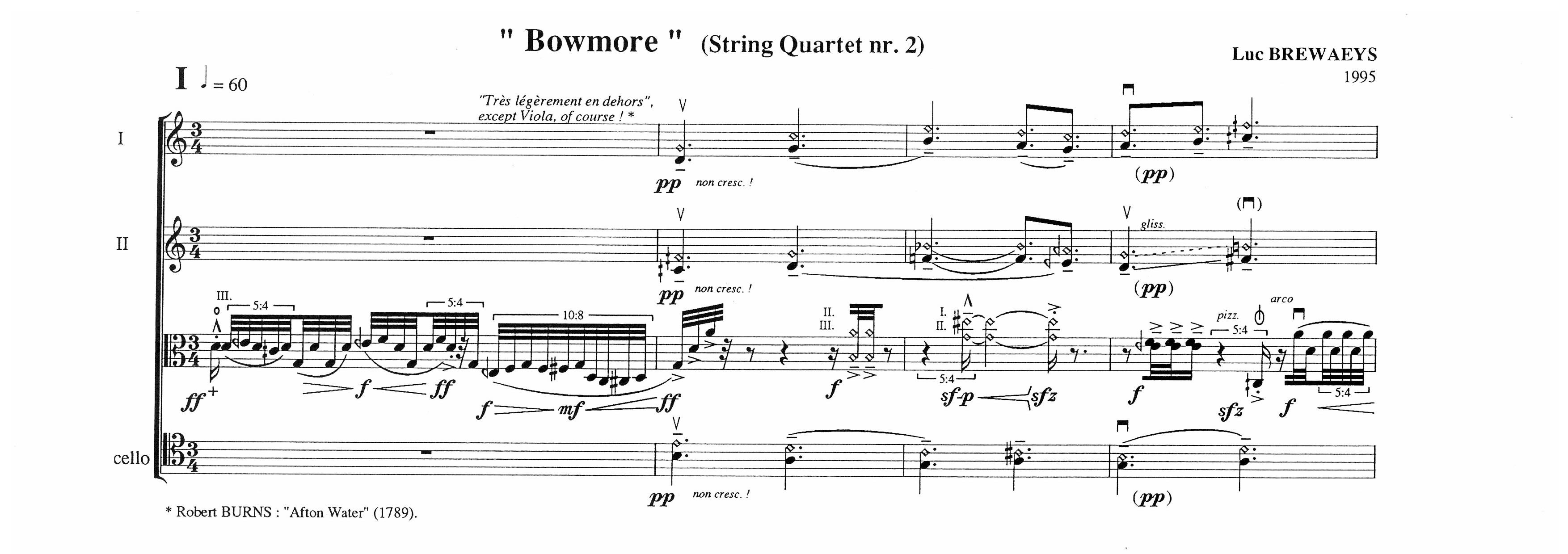 fragment uit Bowmore String Quartet nr. 2 (1995)